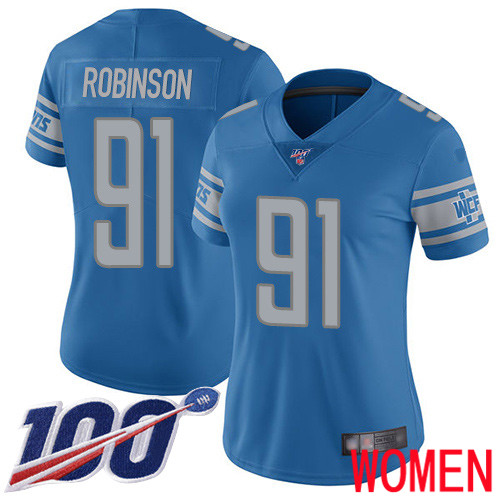 Detroit Lions Limited Blue Women Ahawn Robinson Home Jersey NFL Football #91 100th Season Vapor Untouchable